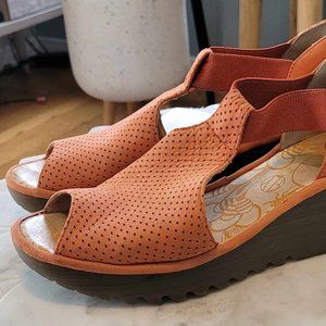 FLY London peach suede wedge